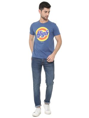 blue cotton chest print t-shirt - 15730021 - Standard Image - 3