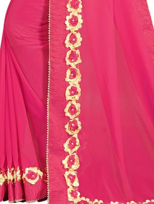 floral lace border saree with blouse - 15730062 - Standard Image - 3
