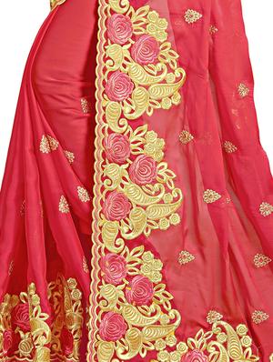 floral embroidered saree with blouse - 15730084 - Standard Image - 3