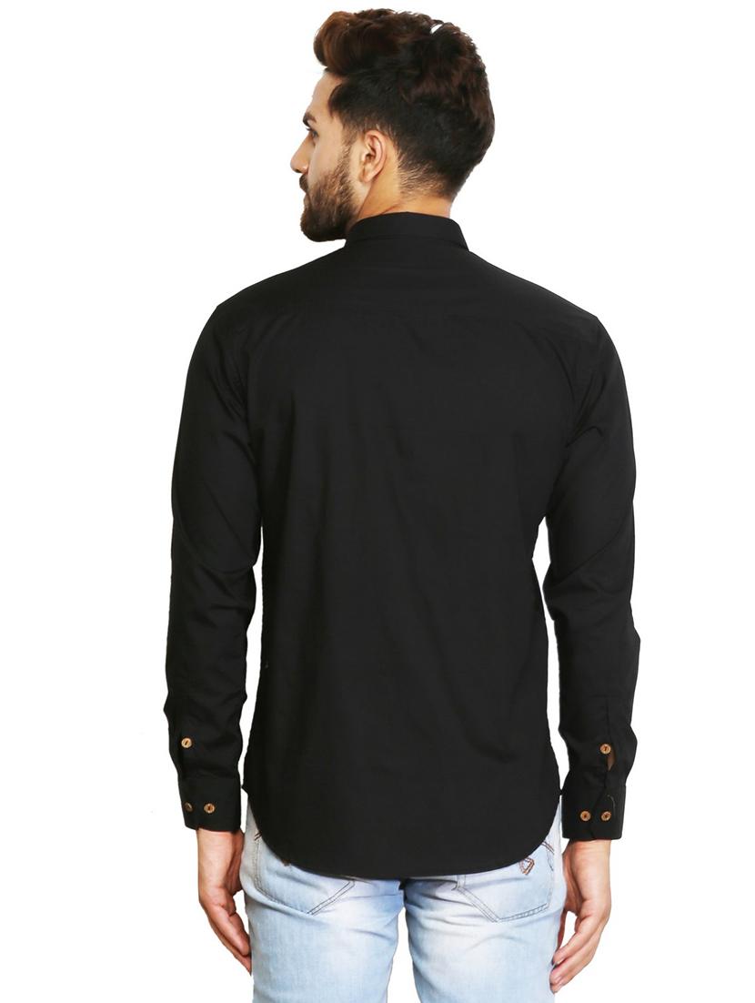 black cotton casual shirt - 15730292 - Zoom Image - 3