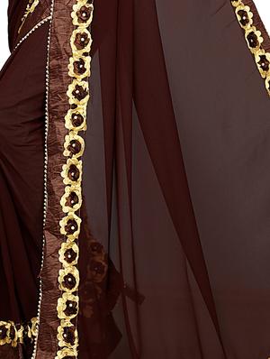 floral lace border saree with blouse - 15730309 - Standard Image - 3