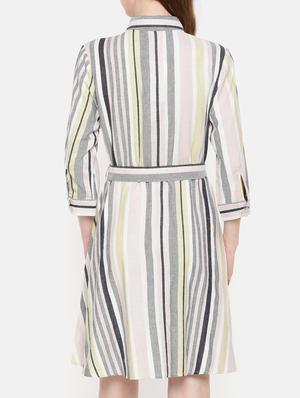 tie up waist striped a-line dress - 15730313 - Standard Image - 3