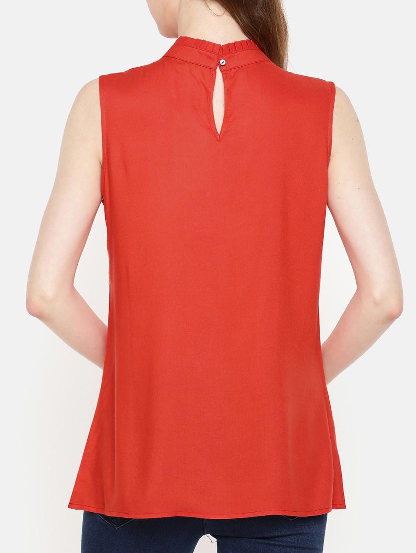 frill trim pleated neck top - 15730314 - Zoom Image - 3