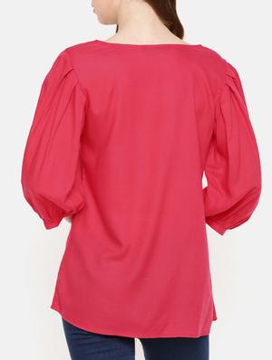 pleated sleeved round neck tunic - 15730315 - Standard Image - 3