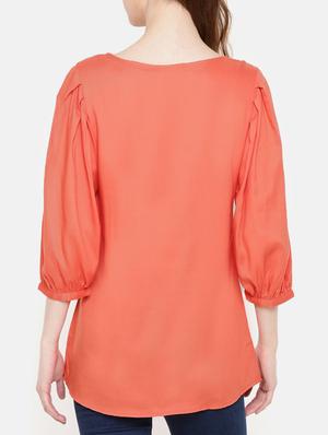 pleated sleeved round neck tunic - 15730318 - Standard Image - 3