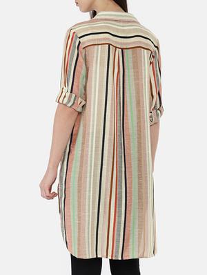 striped asymmetric shirt tunic - 15730319 - Standard Image - 3