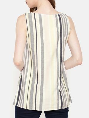 sleeveless striped a-line top - 15730321 - Standard Image - 3