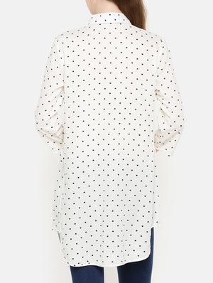 button detail heart print tunic - 15730326 - Standard Image - 3