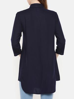 navy blue button detail tunic - 15730327 - Standard Image - 3