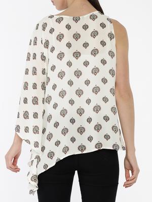 single flared sleeved asymmetric top - 15730328 - Standard Image - 3