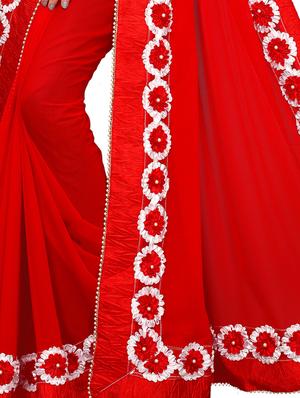 floral lace border saree with blouse - 15730336 - Standard Image - 3