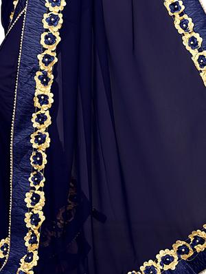 floral lace border saree with blouse - 15730344 - Standard Image - 3