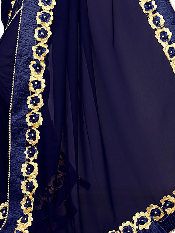 floral lace border saree with blouse - 15730344 - Zoom Image - 3