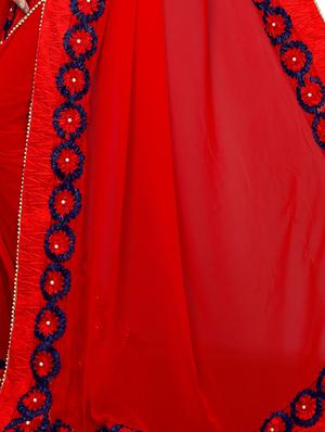 floral lace border saree with blouse - 15730345 - Standard Image - 3