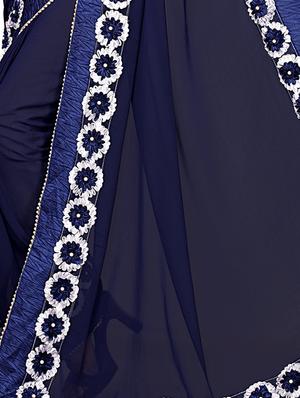 floral lace border saree with blouse - 15730346 - Standard Image - 3