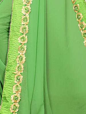 floral lace border saree with blouse - 15730349 - Standard Image - 3