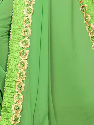 floral lace border saree with blouse - 15730364 - Standard Image - 3