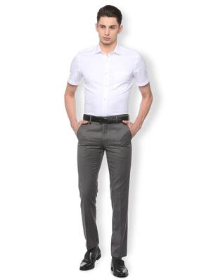 grey polyester blend flat front formal trouser - 15730843 - Standard Image - 3