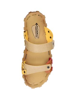 yellow leatherette slip on slippers - 15731142 - Standard Image - 3