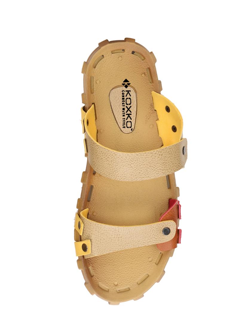 yellow leatherette slip on slippers - 15731142 - Zoom Image - 3