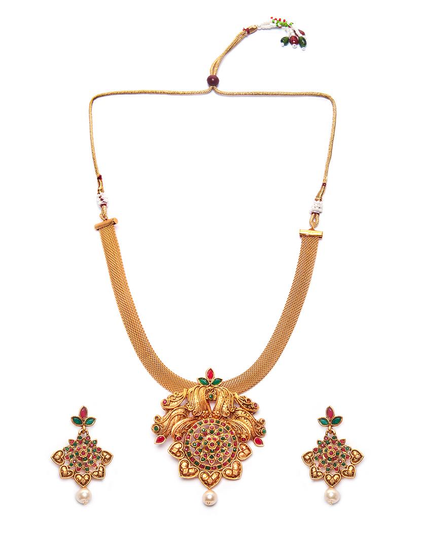 Gold Tone Necklace & Earrings Set - 15731240 - Zoom Image - 3