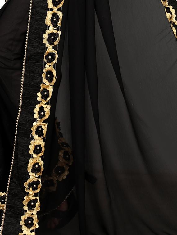 floral lace border saree with blouse - 15731267 - Zoom Image - 3