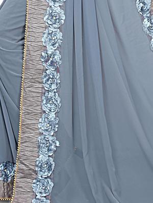 floral lace border saree with blouse - 15731269 - Standard Image - 3