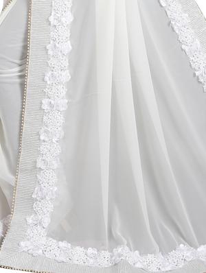 floral lace border saree with blouse - 15731270 - Standard Image - 3