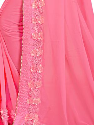 floral lace border saree with blouse - 15731272 - Standard Image - 3