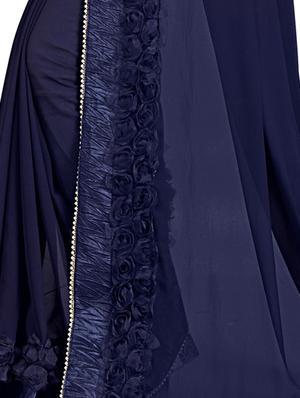 floral lace border saree with blouse - 15731378 - Standard Image - 3