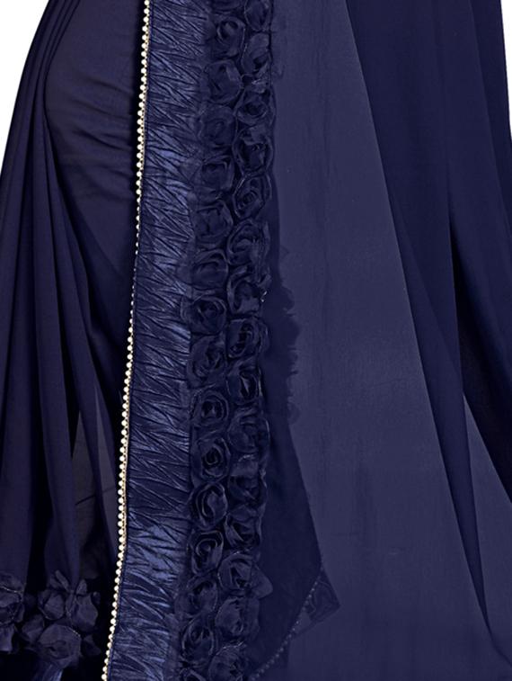 floral lace border saree with blouse - 15731378 - Zoom Image - 3