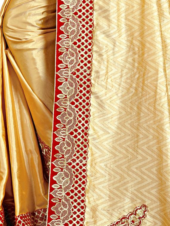 patchwork embroidered saree with blouse - 15731389 - Zoom Image - 3