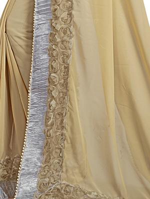 floral lace border saree with blouse - 15731390 - Standard Image - 3