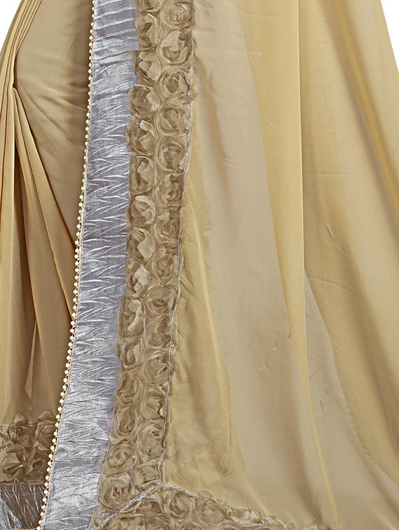 floral lace border saree with blouse - 15731390 - Zoom Image - 3