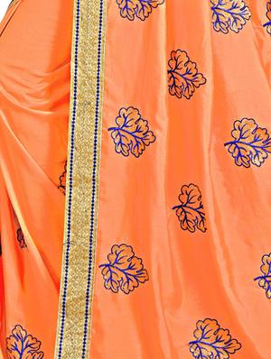 resham embroidered orange saree with blouse - 15731418 - Standard Image - 3
