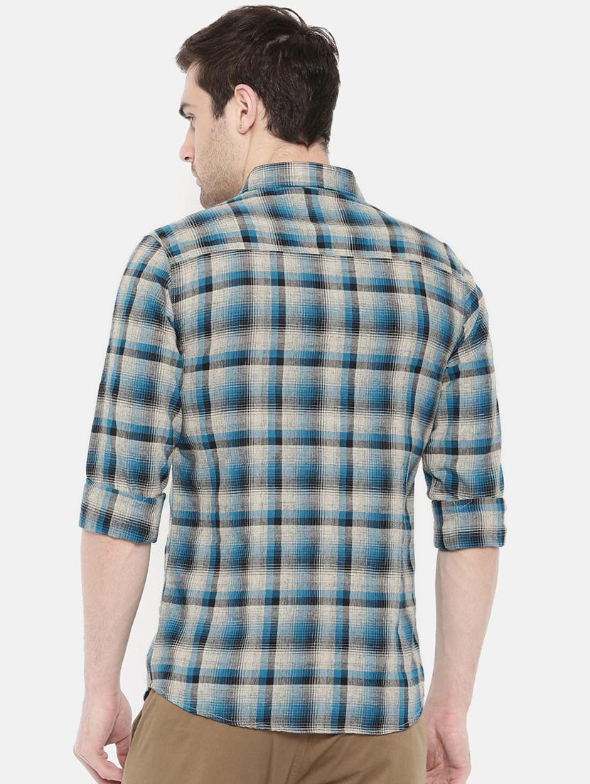 blue cotton casual shirt - 15731541 - Zoom Image - 3
