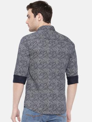 navy blue cotton casual shirt - 15731570 - Standard Image - 3