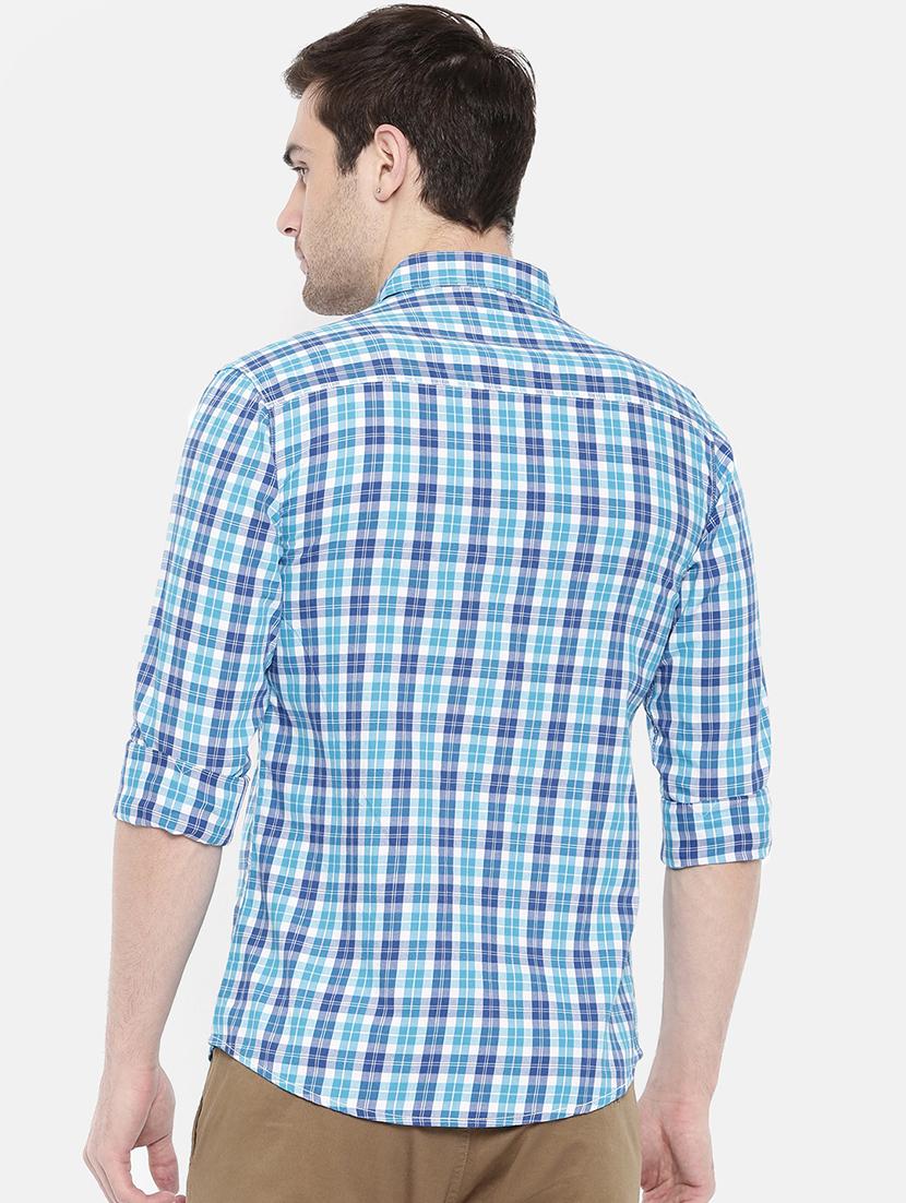 blue cotton casual shirt - 15731582 - Zoom Image - 3