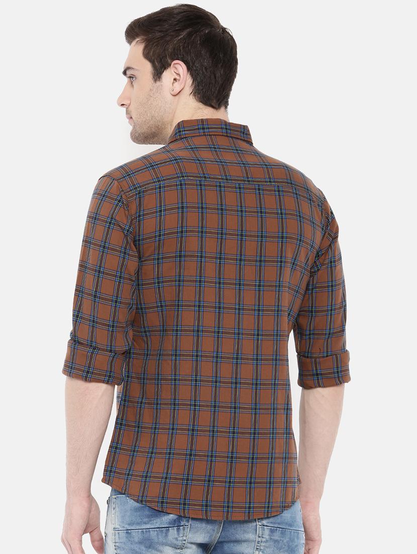 brown cotton casual shirt - 15731590 - Zoom Image - 3