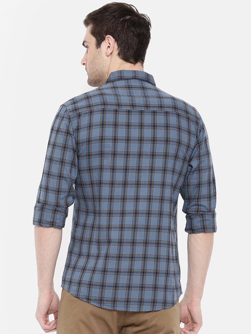 blue cotton casual shirt - 15731591 - Zoom Image - 3