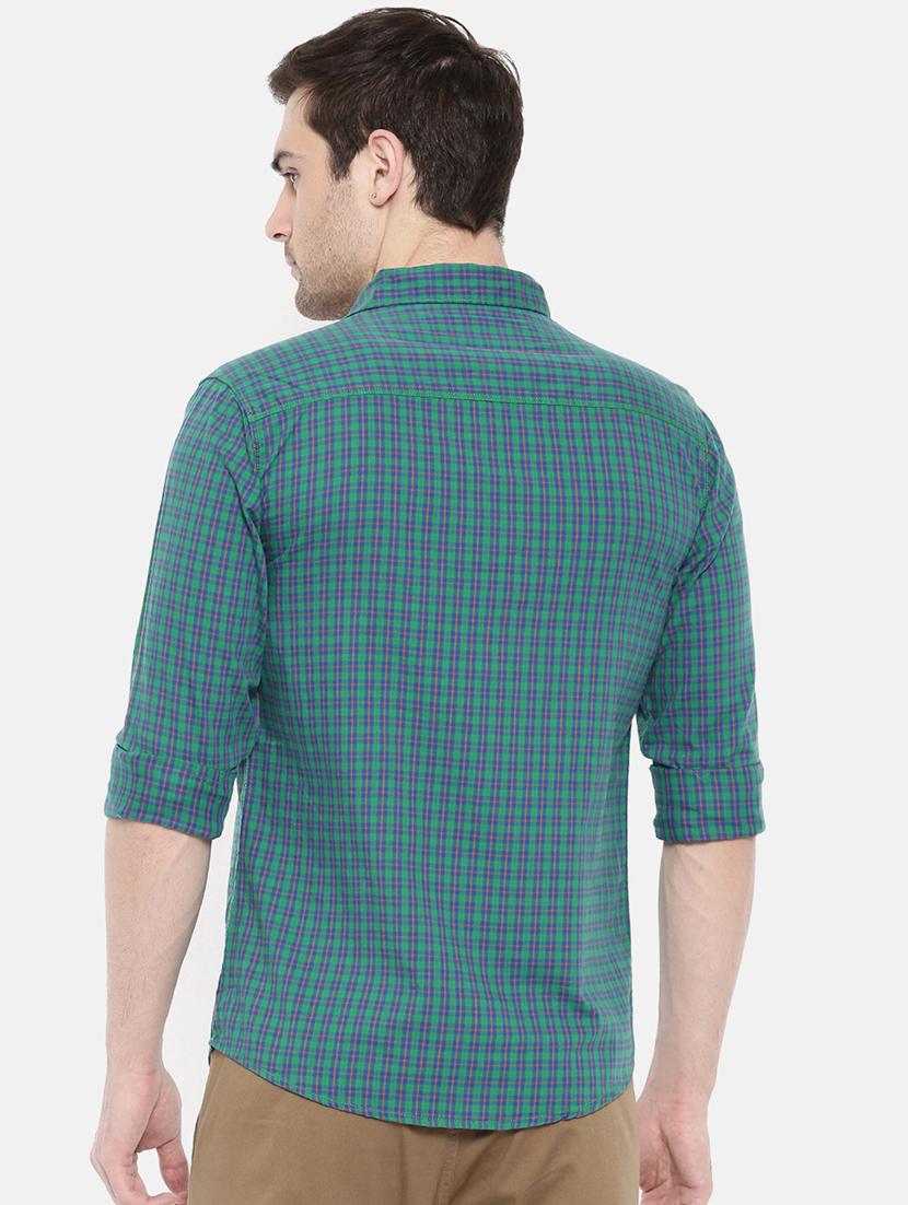 green cotton casual shirt - 15731598 - Zoom Image - 3