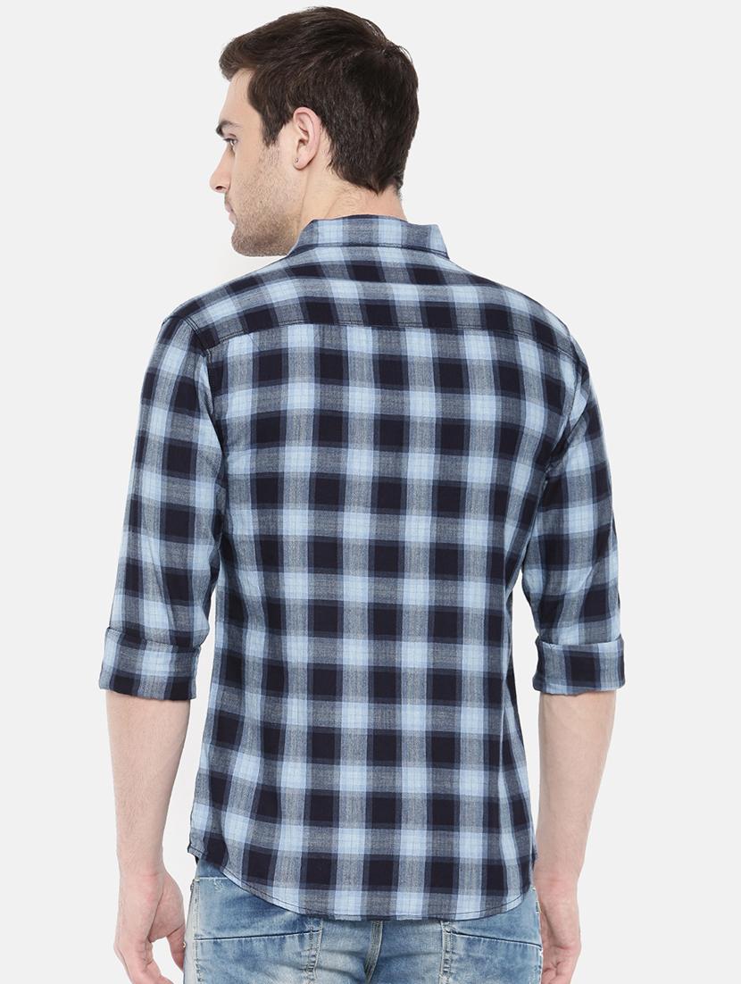 blue cotton casual shirt - 15731606 - Zoom Image - 3