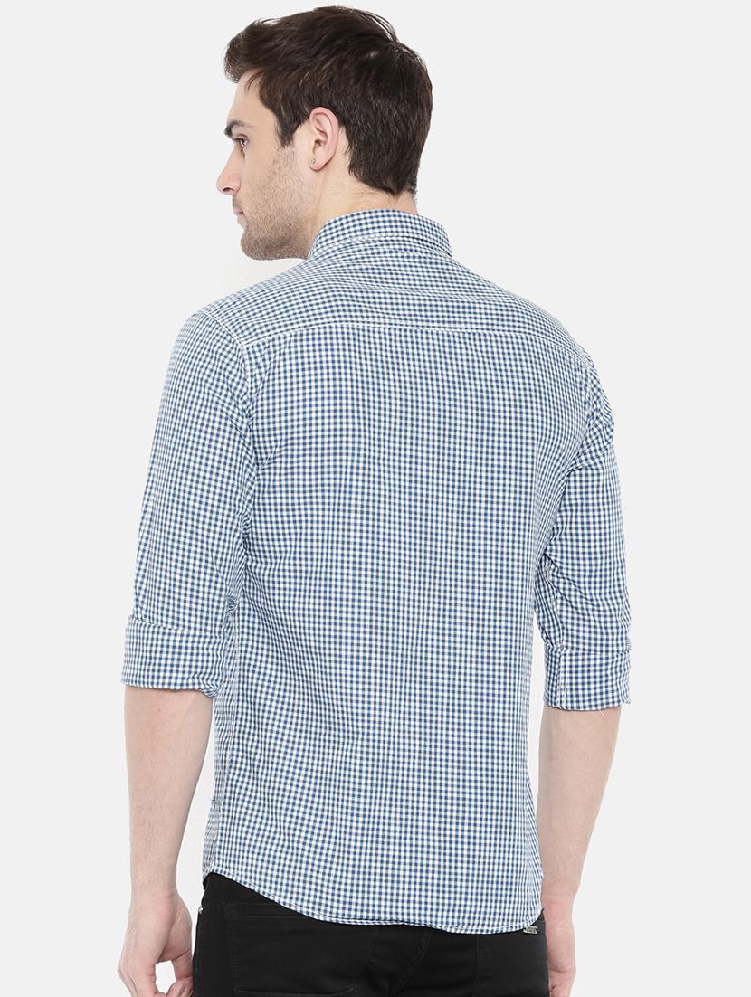 blue cotton casual shirt - 15731609 - Zoom Image - 3