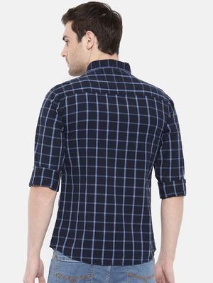 navy blue cotton casual shirt - 15731610 - Standard Image - 3