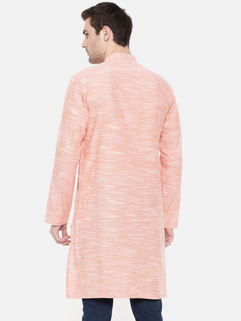 orange cotton long kurta - 15731642 - Zoom Image - 3