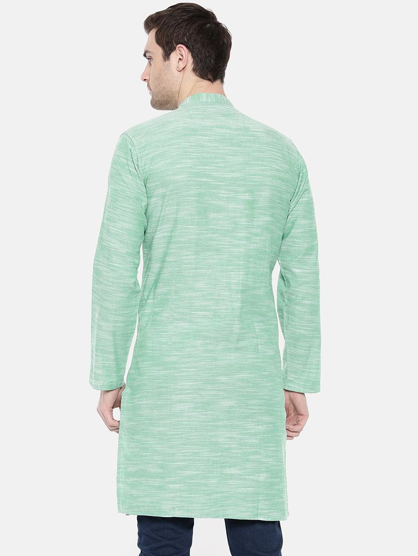 green cotton long kurta - 15731643 - Zoom Image - 3