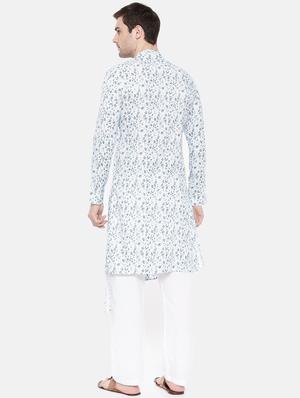 white cotton long kurta - 15731646 - Standard Image - 3