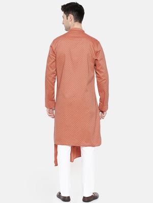 orange cotton asymmetric kurta - 15731648 - Standard Image - 3