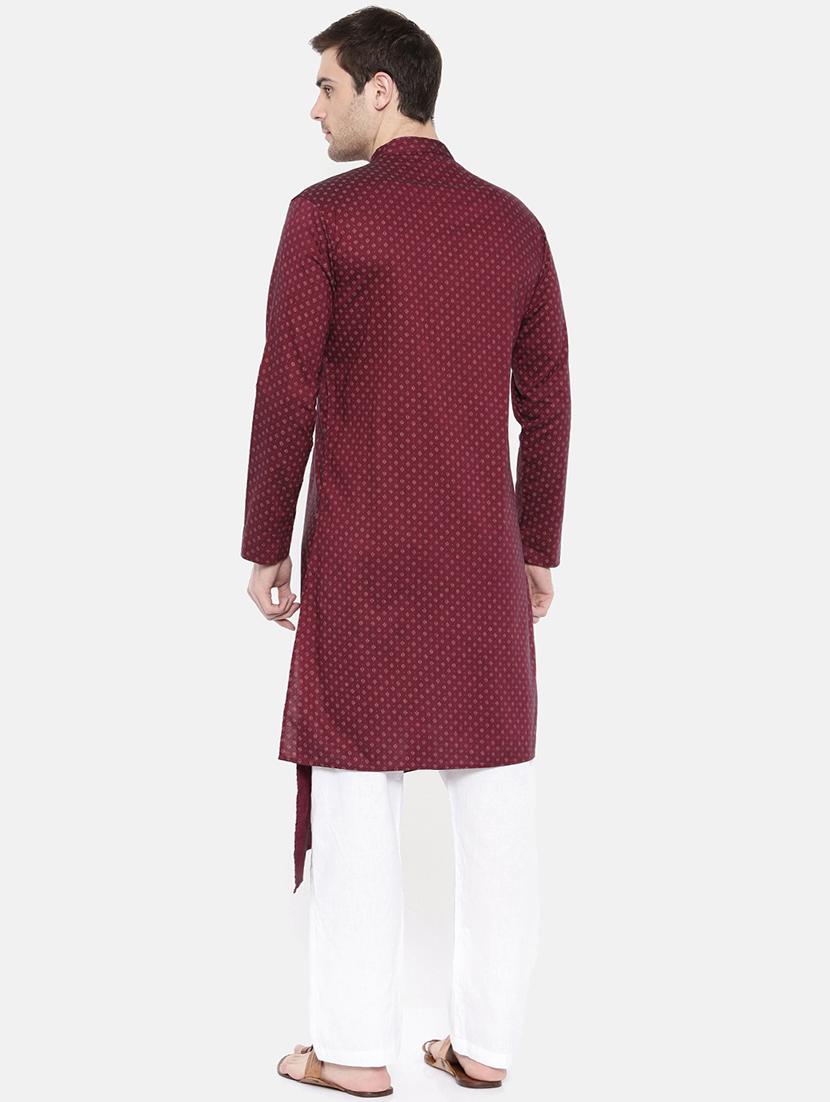 red cotton asymmetric kurta - 15731650 - Zoom Image - 3
