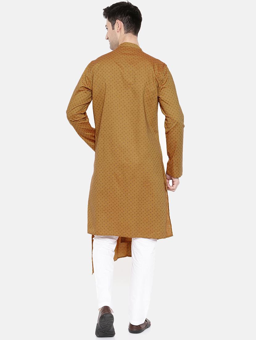 yellow cotton asymmetric kurta - 15731651 - Zoom Image - 3